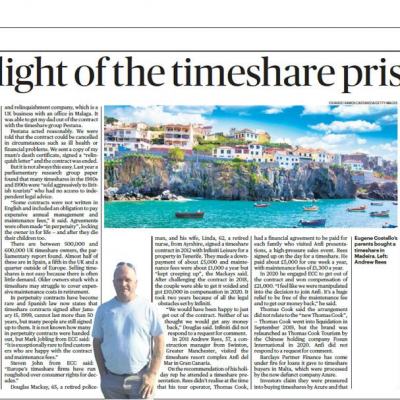 The plight of timeshare prisoners freed by ECC as featured in the Sunday Times